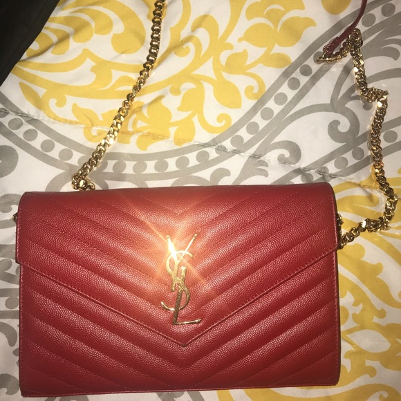 YSL large monogram Red Cross body bag - Picture 7 of 8